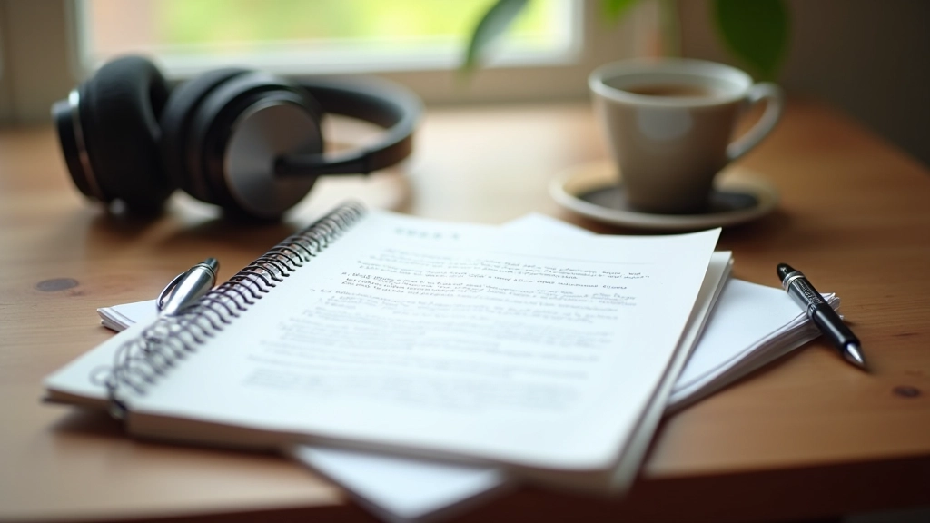 Caderno aberto com transcrições de exercícios de ditado